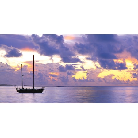 Biggies Scenes Wall Murals-Sunset Sailboat, 54 in wide x 27 in high BG-WM-SSB-54